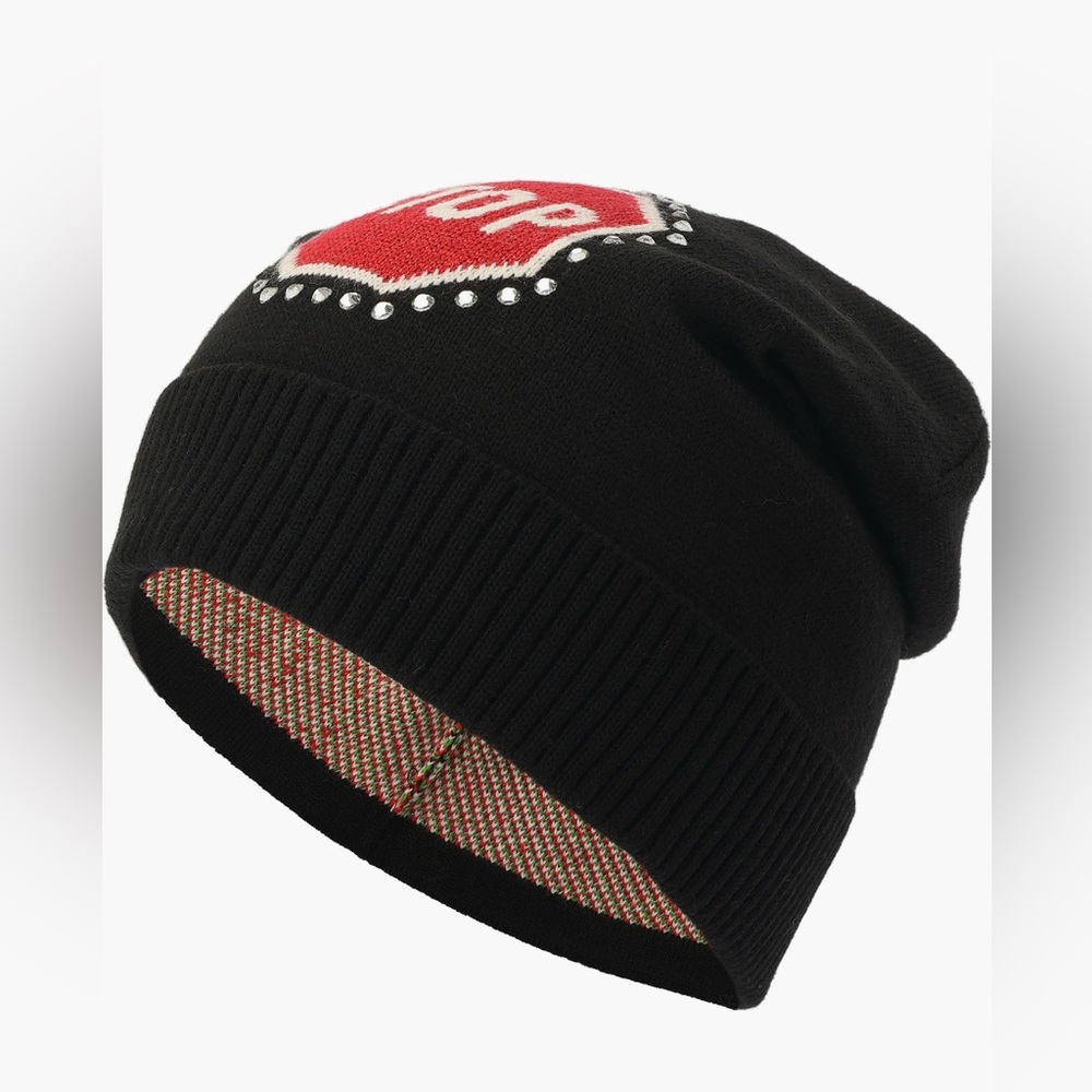 KATE SPADE NEW YORK TRAFFIC SIGN BEANIE - NWT - Picture 2 of 6